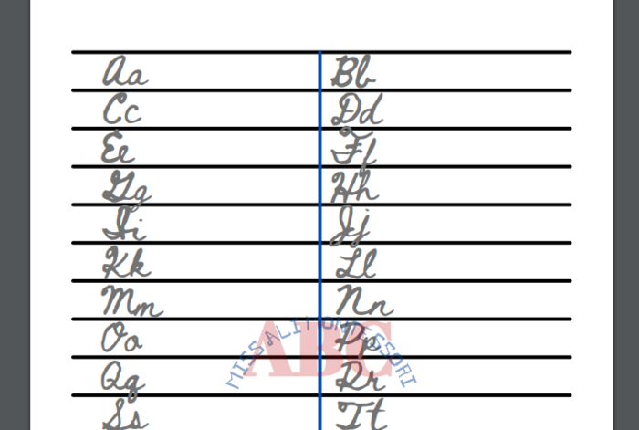 Cursive Handwriting Practice Worksheet by Miss Ali Montessori in Palo Alto, CA