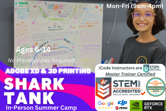 Shark Tank with 3D Printing (In-Person 5-Day) by iCode in Cupertino, CA