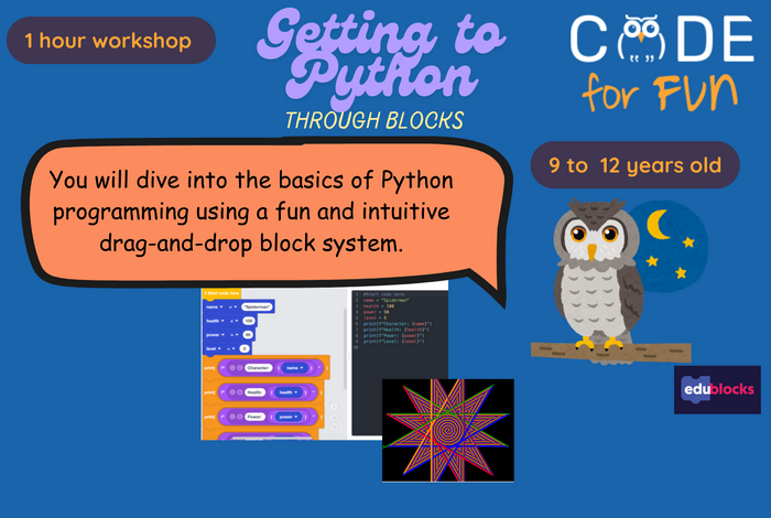 Workshop - Getting To Python through Blocks by Code For Fun in Palo Alto, CA