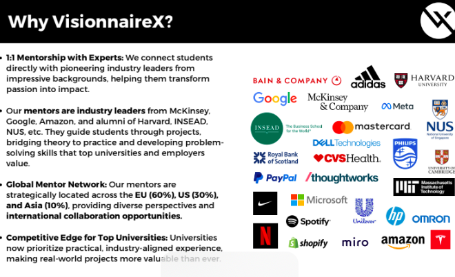 Custom 1:1 Project with Industry Leaders by VisionnaireX: Future Leaders & Innovators Program