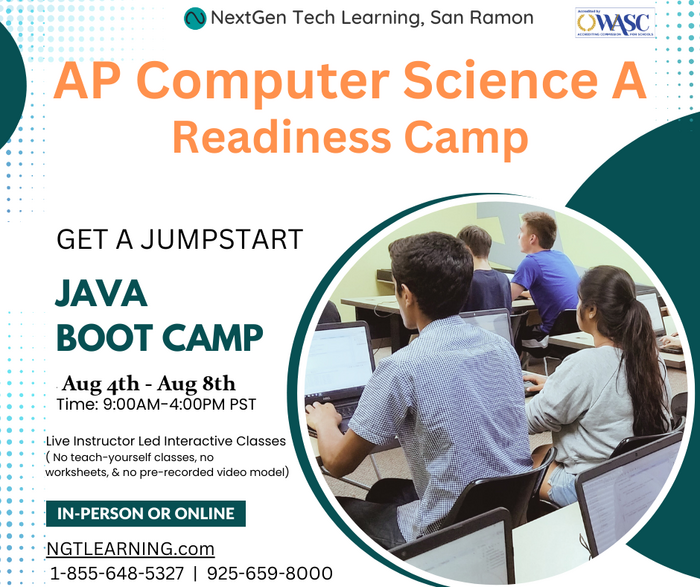 Java Programming (for AP Computer Science) Camp by NextGen Tech Learning - Coding & Tech School in San Ramon, CA